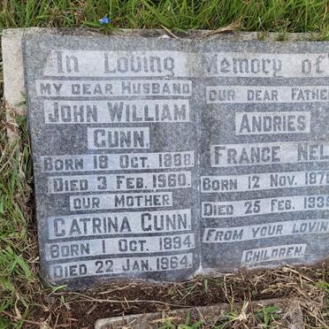 GUNN John William 1888-1960 &amp; Catrina 1894-1964 :: NEL Andries France 1870-1935