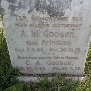 GOOSEN C.A. 1863-1935 &amp; A.M. PRINSLOO 1865-1918