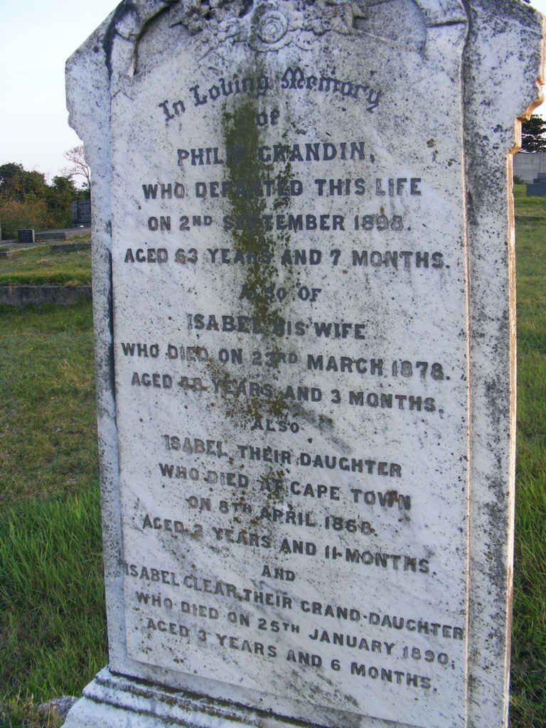 GRANDIN Philip -1898 &amp; Isabel 1878:: GRANDIN Isabel -1868 :: CLEAR Isabel -1890