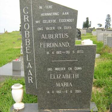 GROBBELAAR Albertus Ferdinand 1912-1973 &amp; Elizabeth Maria 1913-2001