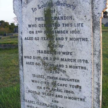 GRANDIN Philip -1898 &amp; Isabel 1878:: GRANDIN Isabel -1868 :: CLEAR Isabel -1890