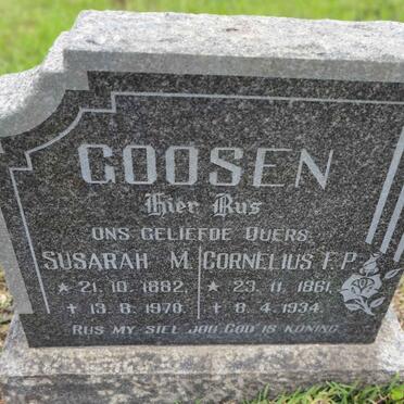GOOSEN Cornelius F.P 1861-1934 &amp; Susarah M. 1882-1970