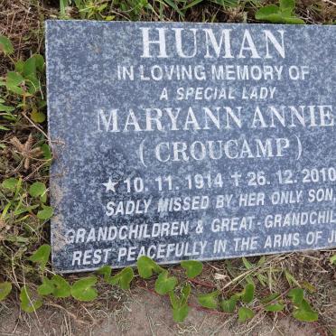 HUMAN Maryann Annie nee CROUCAMP 1914-2010