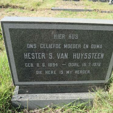 HUYSSTEEN Hester S., van 1894-1976