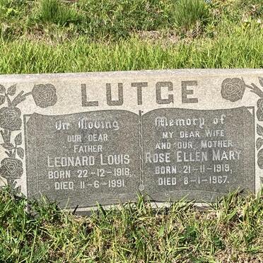 LUTGE Leonard Louis 1918-1991 &amp; Rose Ellen Mary 1919-1967
