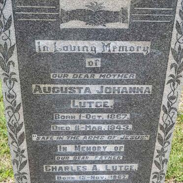 LUTGE Charles A. 1862-1951 &amp; Augusta Johanna 1867-1943