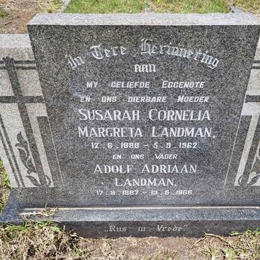 LANDMAN Adolf Adriaan 1887-1966 & Susarah Cornelia Margreta 1888-1962