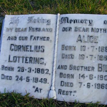 LOTTERING Cornelius 1882-1949 &amp; Alice 1887-1966 :: LOTTERING Bill 1909-1966