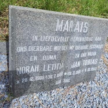 MARAIS Jan Tobias 1901-1973 &amp; Norah Letitia 1908-1983