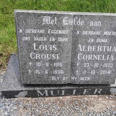 MULLER Louis Crouse 1915-1990 &amp; Albertha Cornelia 1923-2014