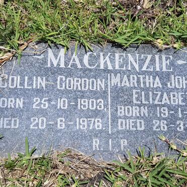 MACKENZIE Collin Gordon 1903-1976 &amp; Martha Johanna Elizabeth 1907-1979
