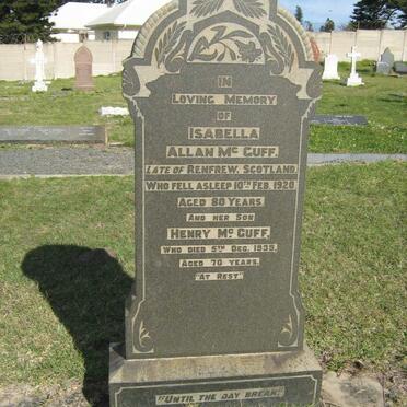 McCUFF Isabella Allan -1920 :: McCUFF  Henry -1939