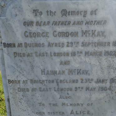 MCKAY George Gordon 1827-1902 & Hannah 1828-1904 :: MCKAY Alice -1935 :: MCKAY Christina 1859-1945 :: MCKAY Ella 1867-1945