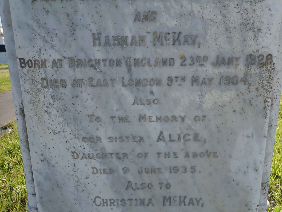 MCKAY George Gordon 1827-1904 &amp; Hannah 1828-1904 :: MCKAY Alice -1935 :: MCKAY Christina 1859-1945 :: MCKAY Ella 1867-1945
