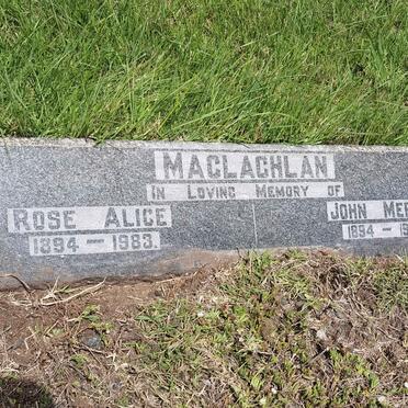 MCCLACHLAN John Mervin 1894-1960  & Rose Alice 1894-1983