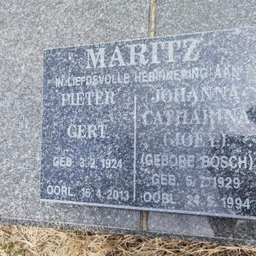 MARITZ Pieter Gert 1924-2013 &amp; Johanna Catharina BOSCH 1929-1994