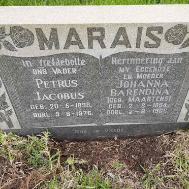 MARAIS Petrus Jacobus 1898-1976 & Johanna Barendina MAARTENS 1894-1966