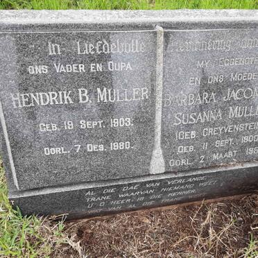 MULLER Hendrik B. 1903-1980 & Barbara Jacomina Susanna GREYVENSTEIN 1900-1958