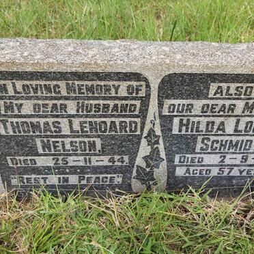 NELSON Thomas Lenoard -1944 &amp; Hilda Louise SCHMIDT -1957