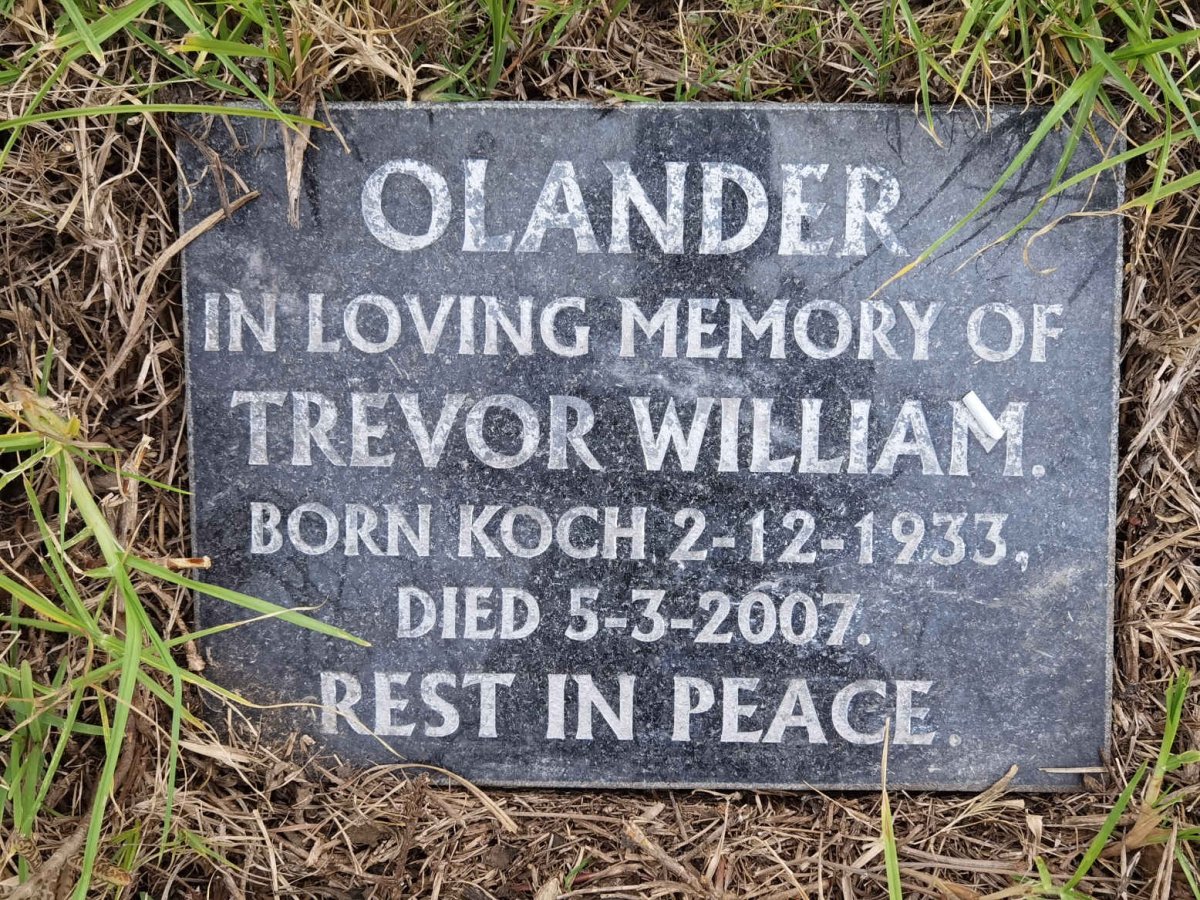 OLANDER Trevor William nee KOCH 1933-2007