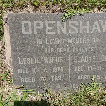 OPENSHAW Leslie Rufus -1970 &amp; Gladys OLLIS -1943