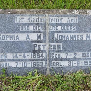PETZER Johannes M. 1888-1958 & Sophia A.M. 1894-1963