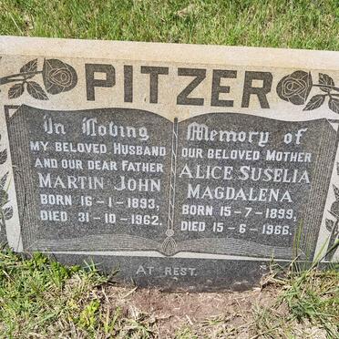 PITZER Martin John 1893-1962 &amp; Alice Suselia Magdalena 1899-1966