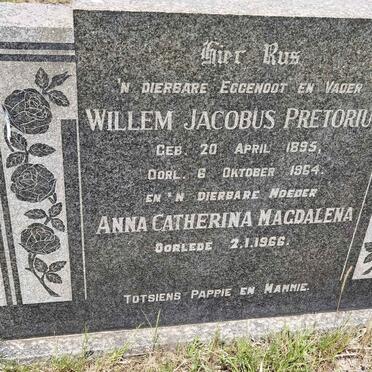 PRETORIUS Willem Jacobus 1895-1964 &amp; Anna Catherina Magdalena -1966