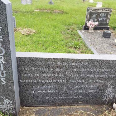 PRETORIUS Barend Jacobus 1914-1989 &amp; Martha Margaretha 1917-2000