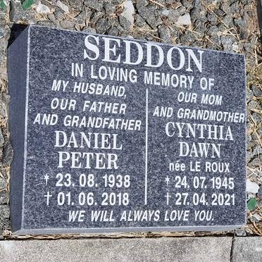 SEDDON Daniel Peter 1938-2018 &amp; Cynthia Dawn LE ROUX 1945-2021