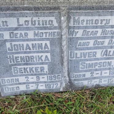 SIMPSON Oliver 1885-1949 :: BEKKER Johanna Hendrika 1896-1972