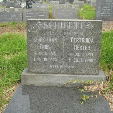 SCHUTTE Christiaan Erns 1916-1973 &amp; Gertruida Hester 1921-1989