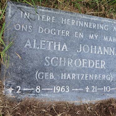 SCHROEDER Aletha Johanna nee HARTZENBERG 1963-1989