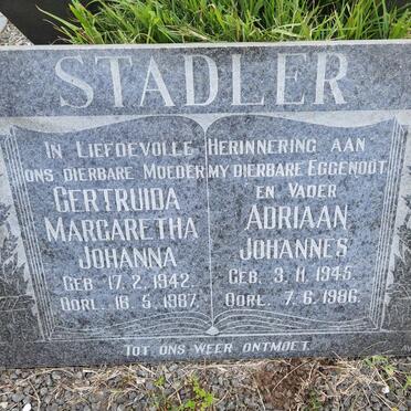 STADLER Adriaan Johannes 1945-1986 &amp; Gertruida Margaretha Johanna 1942-1987