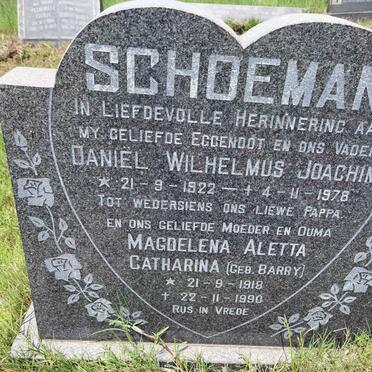 SCHOEMAN Daniel Wilhelmus Joachim 1922-1978 &amp; Magdelena Aletta Catherina BARRY 1918-1990