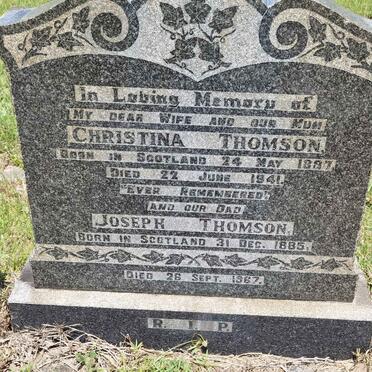 THOMSON Joseph 1885-1967 &amp; Christina 1897-1941