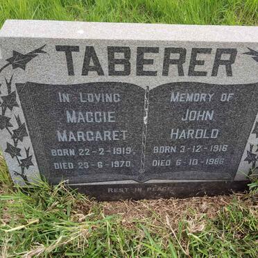 TABERER John Harold 1916-1986 &amp; Maggie Margaret 1919-1970