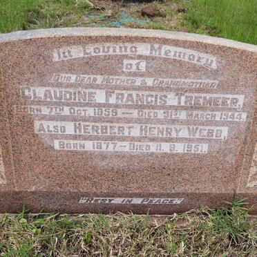 TREMEER Claudine Francis 1859-1944 :: WEBB Herbert Henry 1877-1951