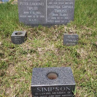 TOPLISS Peter Lawrence 1903-1968 &amp; Martha Sophia CLARK 1910-1965 :: SIMPSON Mary