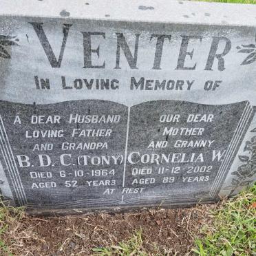 VENTER B.D.C. -1964 &amp; Cornelia W. -2002