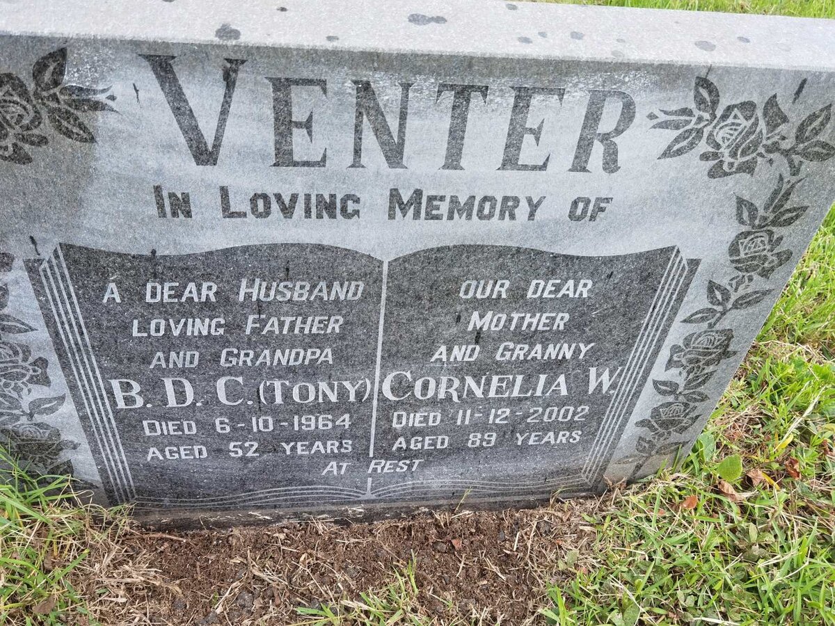 VENTER B.D.C. -1964 &amp; Cornelia W. -2002