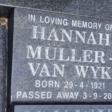 WYK Hannah, MULLER van 1921-2010