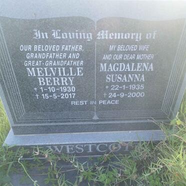 WESTCOTT Melville Berry 1930-2017 &amp; Magdalena Susanna 1935-2000