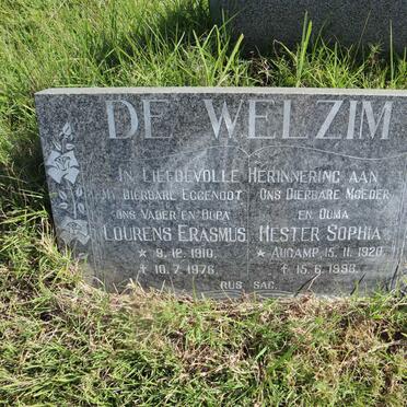 WELZIM Lourens Erasmus, de 1910-1976 &amp; Hester Sophia AUCAMP 1920-1996