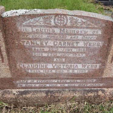 WEBB Stanley Garnet 1918-1943 &amp; Claudine Victoria 1894-1963