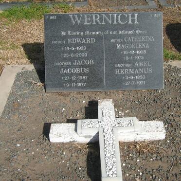 WERNICH Edward 1923-2003 &amp; Catherina Magdelena 1928-1975 :: WERNICH Abel Hermanus 1950-1971 :: WERNICH Jacob Jacobus 1957-1977