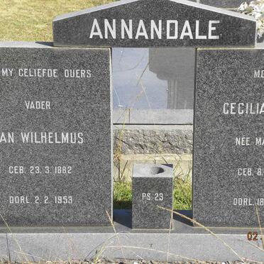 ANNANDALE Jan Wilhelmus 1882-1953 &amp; Cecilia Helena MAARTENS 1886-1976