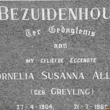 BEZUIDENHOUT Cornelia Susanna Alletta nee GREYLING 1904-1969