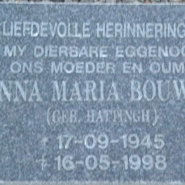 BOUWER Anna Maria HATTINGH 1945-1998