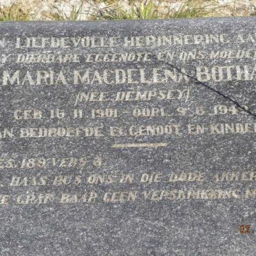 BOTHA Maria Magdalena nee DEMPSEY 1901-1942